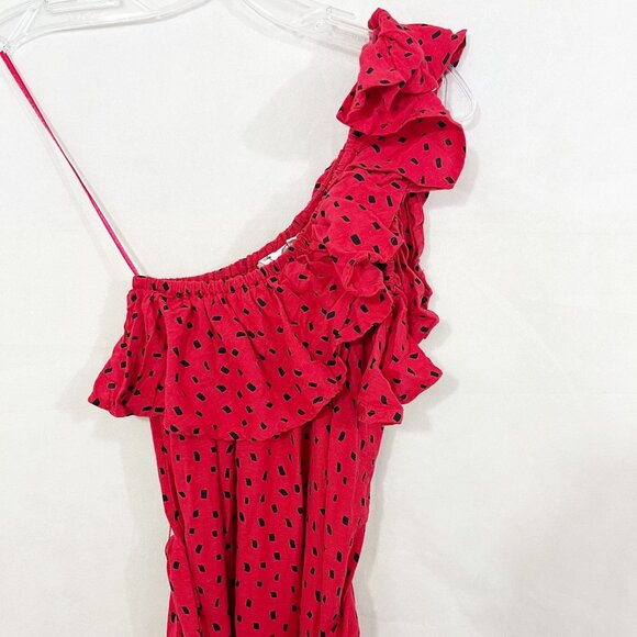 Billabong x Sincerely Jules Red & Black Polka Dot One Shoulder Maxi Dress SMALL - Picture 3 of 6